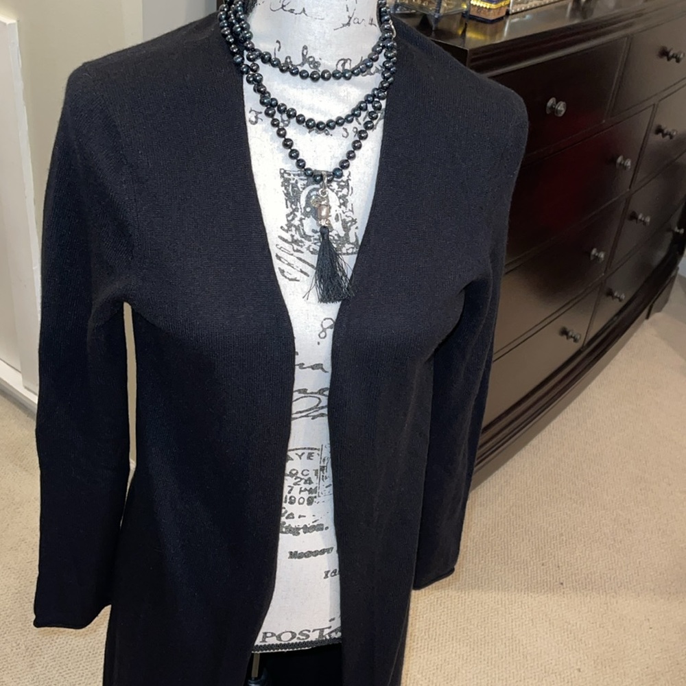 Brand new, sold out Garnet Hill ๐ฏ% Cashmere Easy Duster Black - Picture 8 of 9